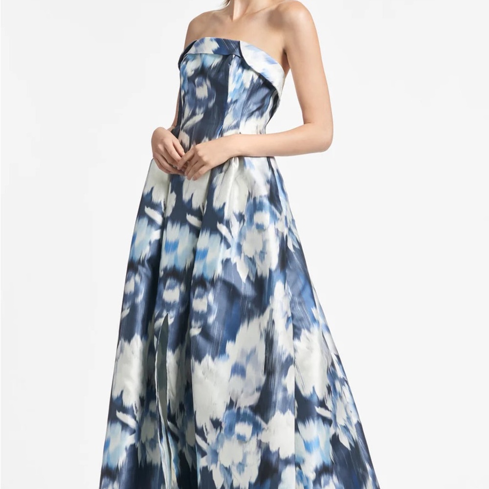 Sachin + Babi Strapless Blue and White Dress